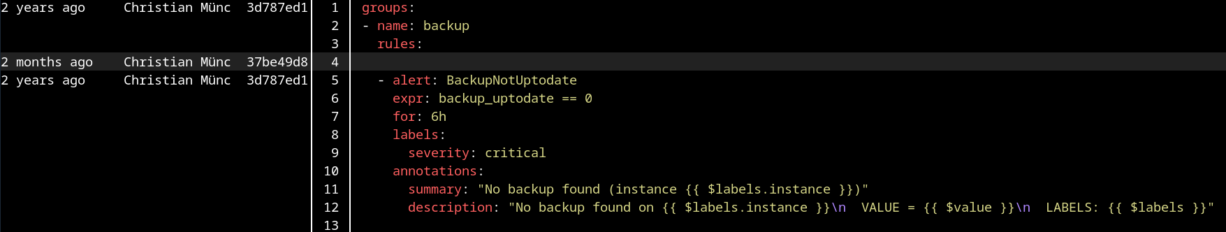 git blame mit delta