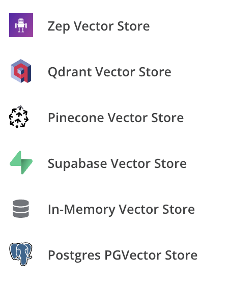 n8n offers a wide selection of vector databases n8n vector database selection