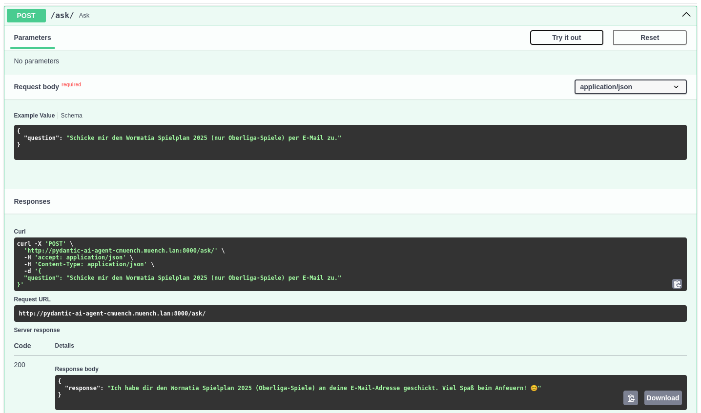 Testing directly from the OpenAPI documentation