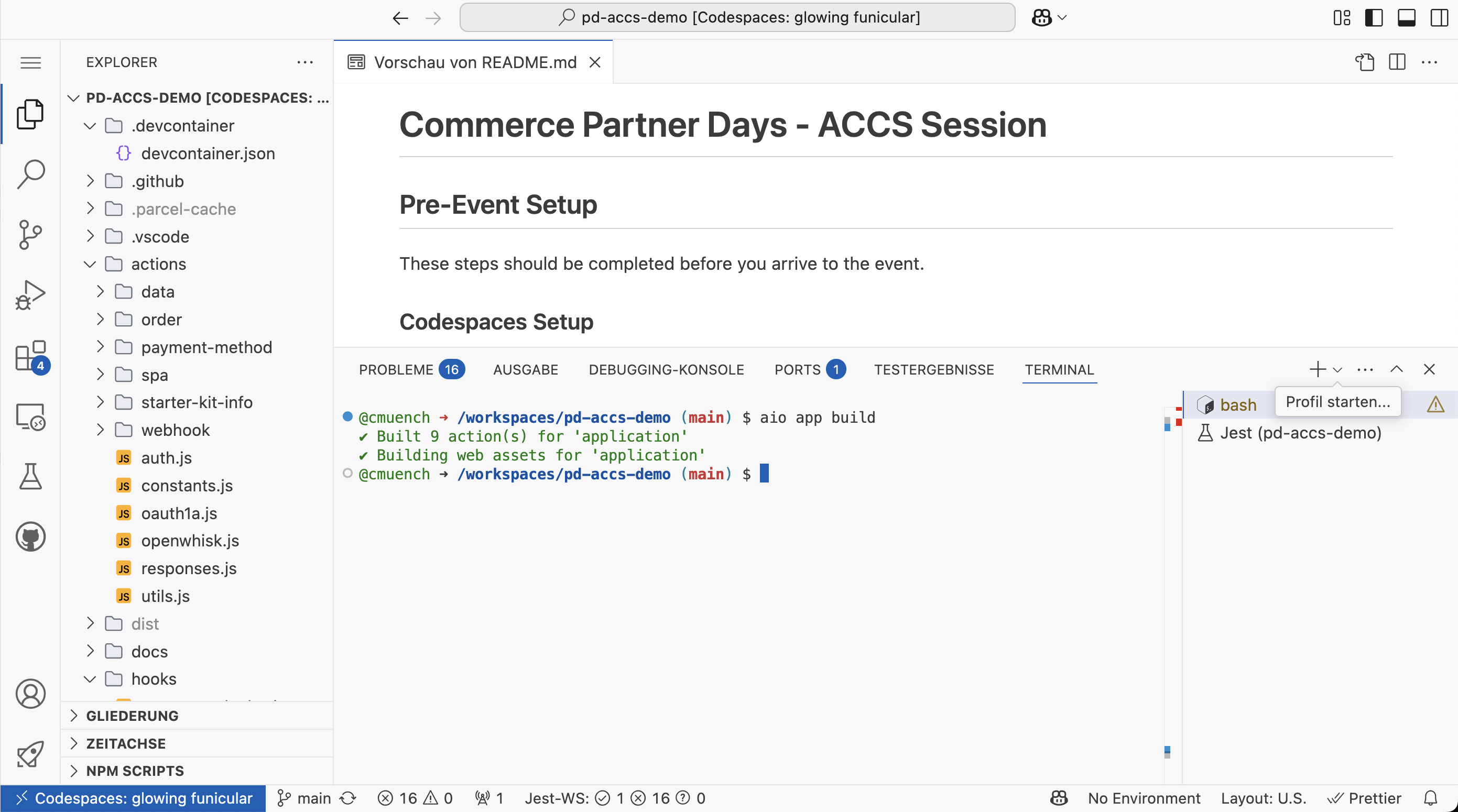 GitHub CoPilot Setup der Adobe App Builder Anwendung