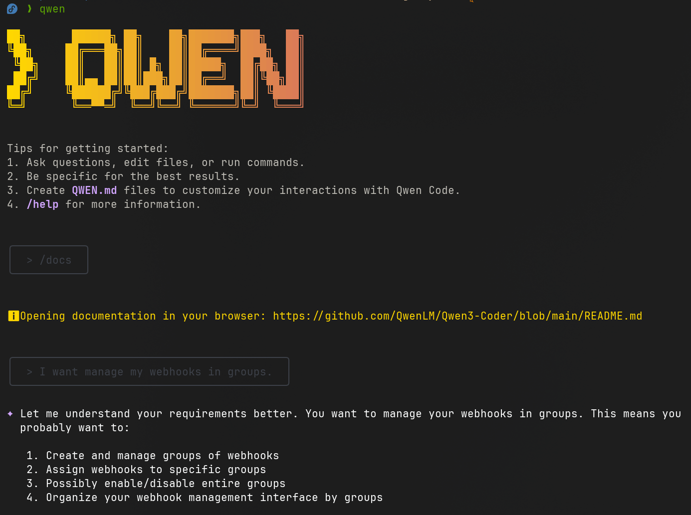 Qwen Code Start