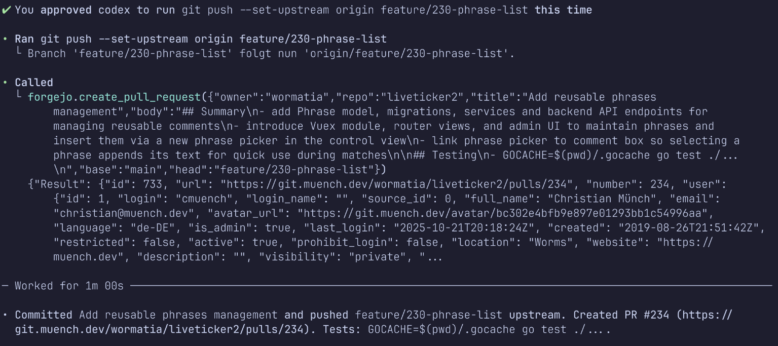 Codex hat einen Pull Request erstellt