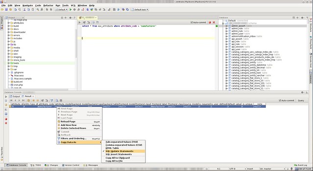 PhpStorm DB Export