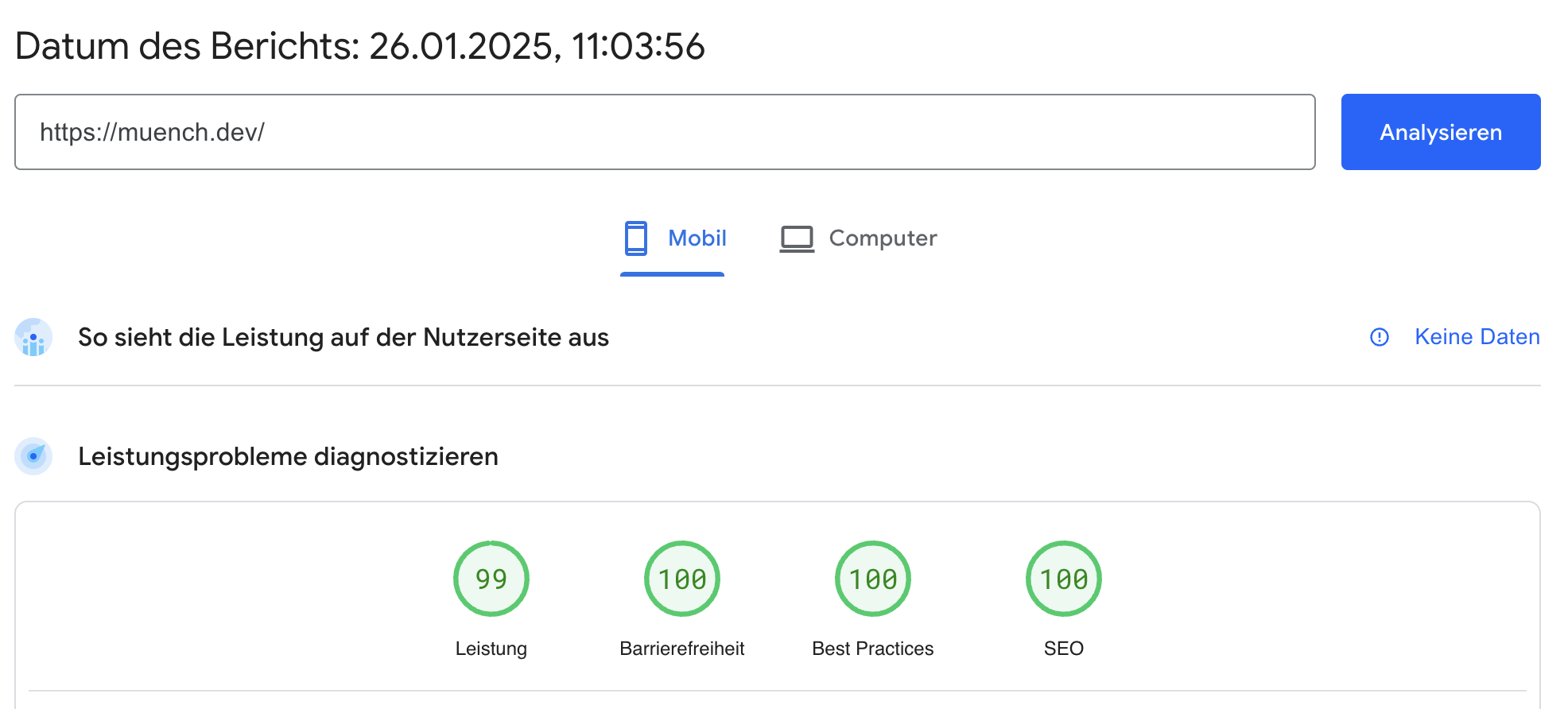 Pagespeed Score nach der Umstellung auf webp und responsiv