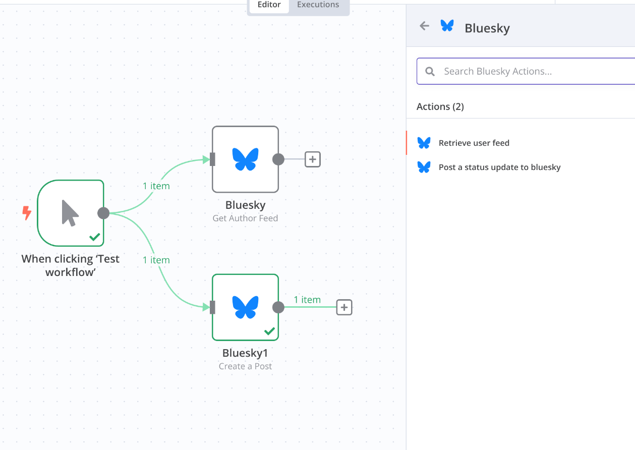 Workflow mit dem n8n Bluesky Node