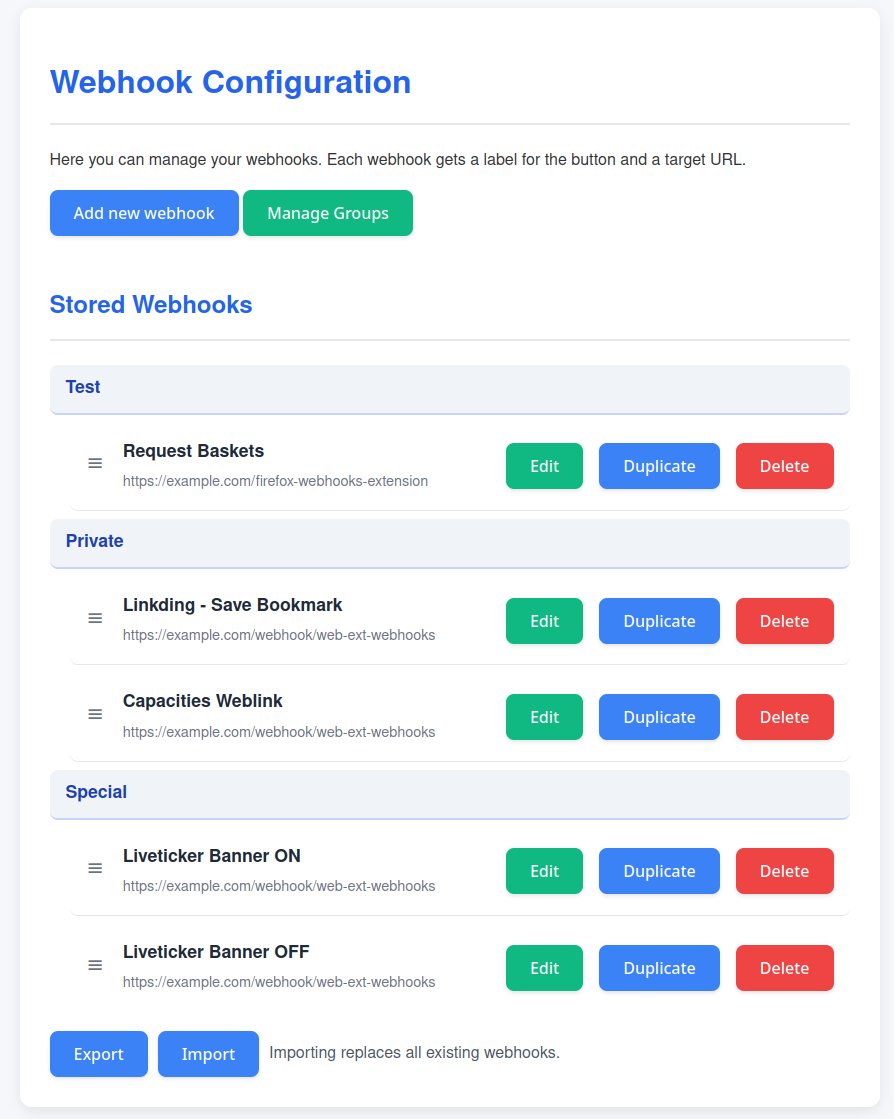 Webhook Extension