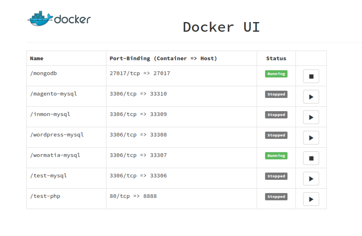 Einfaches PHP basiertes Docker Web-Interface