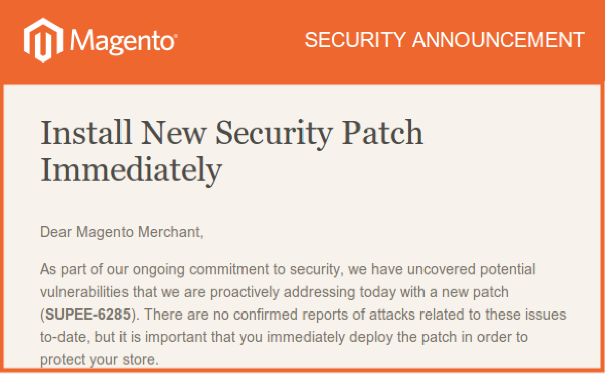 Sicherheitspatch SUPEE-6285 Nebenwirkungen